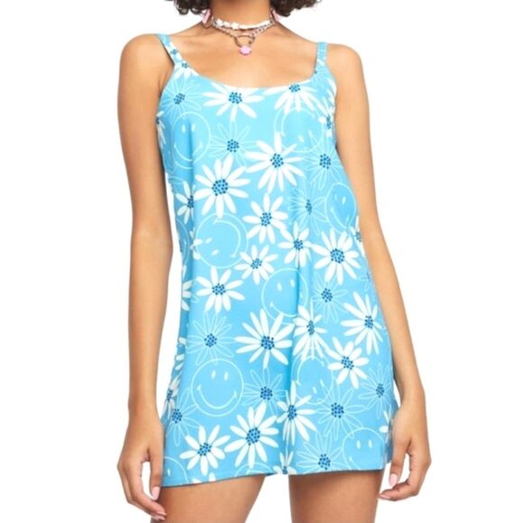BSR by Samii Ryan X Smiley Face Light Blue Floral Mini Slip Dress Size Small - Picture 2 of 11